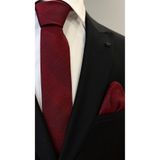 Dearmise Bordo & Kırmızı Desenli Hediye Kutulu Premium Kravat & Mendil
