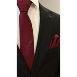 Dearmise Bordo & Lacivert Puantiye Desenli Hediye Kutulu Premium Kravat & Mendil