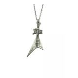 Death Elektro Gitar Figürlü Rock Metal Grup Kolyesi – Unisex - Zamak Kaplama Zincir 60 Cm
