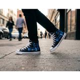 Death Note Temalı Özel Baskılı Siyah Sneaker Bez Ayakkabı - Ryuk, Light Yagami, L Desenli - Mavi-169343