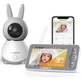 DEATTI Kameralı bebek telsizi, 1080p bebek telsizi videosu, 5" bebek monitörü, kamera ve uygulamalı