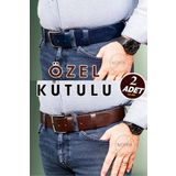 debbah %100 Hakiki Manda Derisi 2' Li Erkek Kemer Lacivert Kahverengi Kot Kemer 4.5cm