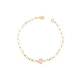Debora Jewelry 14 Ayar Altın Pembe Kuvars Ataç Zincir Bileklik