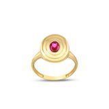 Debora Jewelry 14 Ayar Altın Yuvarlak Model Pembe Taşlı Yüzük