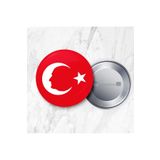 DeBu Tasarım 20 Adet Atatürk Siluetli Türk Bayrağı İğneli Yaka Rozeti 23 Nisan 58 mm Büyük Boy