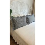 Decamor home 2 li Büyük Boy Keten Siyah Beyaz Mini Pötikare Yastık Kılıfı