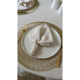 Decamor Home 6 Adet Keten Dokulu Ekru Kumaş Peçete - 35 x 35 cm