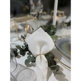 Decamor Home 6 Adet Keten Dokulu Sedefli Simli Beyaz Kumaş Peçete - 35 x 35 cm