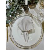 Decamor Home 8 'li Gold Simli Ekru Kumaş Peçete - 35 x 35 cm