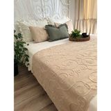 Decamor Home Bej Nakışlı Işlemeli Yatak Runner Set Çift Kişilik Bohem Yatak Örtüsü - 70 x 240 cm
