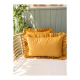 Decamor home Coton %100 Pamuklu Kumaş Hardal Sarı Fırfırlı Kırlent Kılıfı 1 adet
