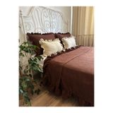 Decamor home Fırfırlı Koyu Kahverengi Yatak Örtüsü Çift Kişilik