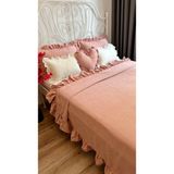 Decamor Home Fırfırlı Pudra Pembe Yatak Örtüsü Seti Çift Kişilik - 250 x 260 cm