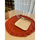 Decamor Home Fırfırlı Yuvarlak Amerikan Servis 2'li - 40 x 40 cm - Turuncu