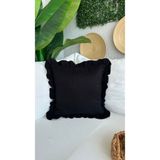 Decamor home İnci Kadife Dokulu Siyah Vintage Fırfırlı Kırlent Kılıfı 1 ADET