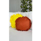 Decamor home İnci Vintage Fırfırlı Kiremit Yuvarlak Kırlent Iç Dolgulu
