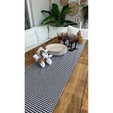 Decamor home İris Pamuklu Keten Siyah Beyaz Mini Pötikareli Runner