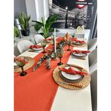 Decamor Home Keten Dokulu Dertsiz Kiremit - Turuncu Uzun Runner - 50 x 220 cm