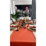 Decamor Home Keten Dokulu Dertsiz Kiremit - Turuncu Uzun Runner - 50 x 280 cm