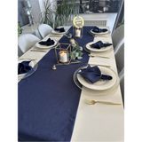 Decamor Home Keten Dokulu Lacivert Masa Runner 40 x 180 cm Leke Tutmaz Pamuk Polyester