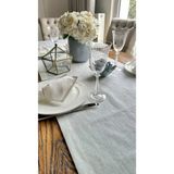 Decamor Home Keten Dokulu Sedefli Simli Beyaz Uzun Runner (Peçete Dahil Değil ) - 50 x 220 cm