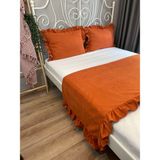 Decamor Home Kiremit Rengi Fırfırlı Yatak Runner Seti Yatak Şalı Yatak Örtüsü - Turuncu - 70 x 260 cm