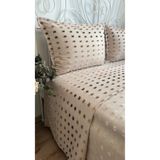 Decamor home Lale Model Bej / Kahverengi Yatak Örtüsü Ve Pike Takımı Tek Kişilik