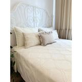 Decamor Home Nakışlı Ekru Yatak Örtüsü Pike Takımı Çift Kişilik - 230 x 250 cm