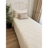 Decamor Home Nakışlı Ekru Yatak Örtüsü Pike Takımı Tek Kişilik - 180 x 230 cm