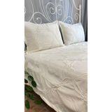 Decamor Home Nakışlı Ekru Yatak Örtüsü Seti Çok Amaçlı Örtü Çift Kişilik - 220 x 240 cm