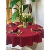 Decamor Home Pamuklu Kumaş Bordo Yuvarlak Masa Örtüsü Leke Tutmaz Su Itici Özellikli Dertsiz - 150 x 150 cm
