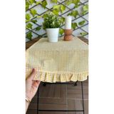 Decamor home Thin Keten Kumaş Sarı Mini Pötikateli Keten Runner