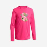 Decathlon 100 Pembe Desenli Slim Fit Uzun Kollu UV Korumalı Çocuk T-Shirt
