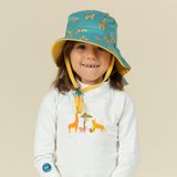 Decathlon Bebek/Çocuk UV Korumalı Çift Taraflı Şapka - Sarı/Mavi - Savan Baskılı