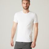 Decathlon Domyos Beyaz Spor Tişörtü 500 - Slim Kesim Erkekler İçin Günlük Kullanımda Rahatlık