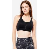 Decathlon DOMYOS Fermuarlı Sporcu Sütyeni (Bra) 920 - Siyah - Fitness Kardiyo