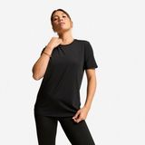 Decathlon Domyos Kadın Kısa Kollu Spor Tişörtü Siyah Nefes Alabilir Kumaş ile Rahat Antrenman - 2XL