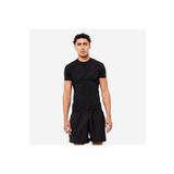 Decathlon Domyos Siyah Kısa Kollu Bisiklet Yaka Spor Kas Geliştirme Erkek T-Shirt
