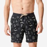 Decathlon Erkek Orta 18" Deniz Şortu/Boardshort - Siyah - Desenli - 100