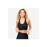 Decathlon Fermuarlı Spor Sütyeni, Orta Destek, Siyah, M Beden