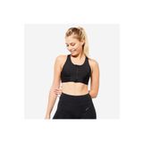 Decathlon Fermuarlı Sporcu Sütyeni - Orta Destek - Füme Siyah