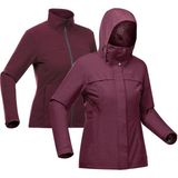 Decathlon Forclaz Kadın 3'ü 1 Arada Mont - Bordo - Travel 100 - Renkli - XL