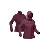 Decathlon Kadın 3'ü 1 Arada Su Geçirmez Outdoor Trekking Montu - Bordo - Travel 100 - 0°c