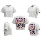 Decathlon Kadın Beyaz/Desenli Crop Tişört - Limited Edition