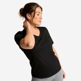 Decathlon Kadın V Yaka Tişört - Siyah - Coolmax - XS