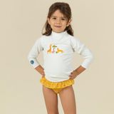 Decathlon Nabaiji Bebek UV Korumalı Uzun Kollu Tişört Beyaz Erkek Çocuk Savan Baskılı - 4 - 5 Yaş