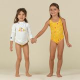Decathlon Nabaiji Bebek Uv Korumalı Uzun Kollu Tişört - Savan Baskılı - Beyaz - 2 Yaş