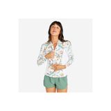 Decathlon Olaian Kadın Slim Fit Uzun Kollu UV Korumalı Tişört, Beyaz, Çiçek Desenli, XS