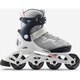 Decathlon Oxelo Çocuk Klasik Paten – 70 mm 80A Kauçuk Tekerlek, ABEC 3 Rulman, Ayarlanabilir Frenli, 6-12 Yaş Orta Seviye - Beyaz - Gri - 32 - 35