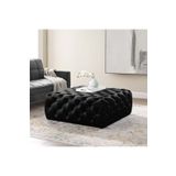 DeccoStil Kapitoneli Siyah Kare Puf/bench/orta Sehpa 100*100 Cm Yükseklik 40 Cm